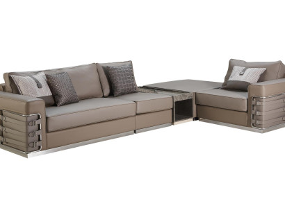 Brown sectional sofa, living area couch, corner suite, leather, new creative furniture design